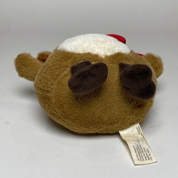 Vintage Hug Fun Chubby Christmas Reindeer Plush Stuffed Animal Toy Santa Hat - Picture 6 of 7